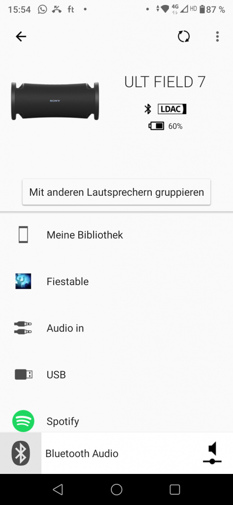 Sony ULT Field 7 Bluetooth-Lautsprecher Screenshot
