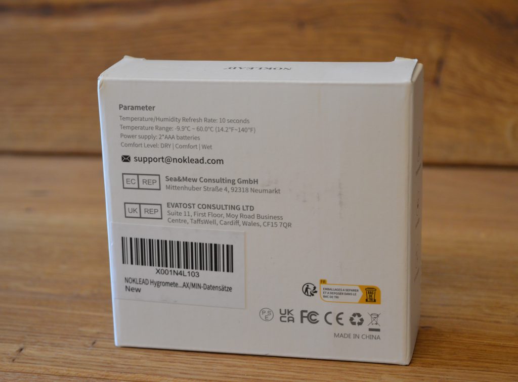Noklead NK5275 Thermo-Hygrometer Verpackung Hinten