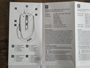 Anleitung der Sharkoon Shark Force II Gaming-Maus geöffnet in der Nahansicht