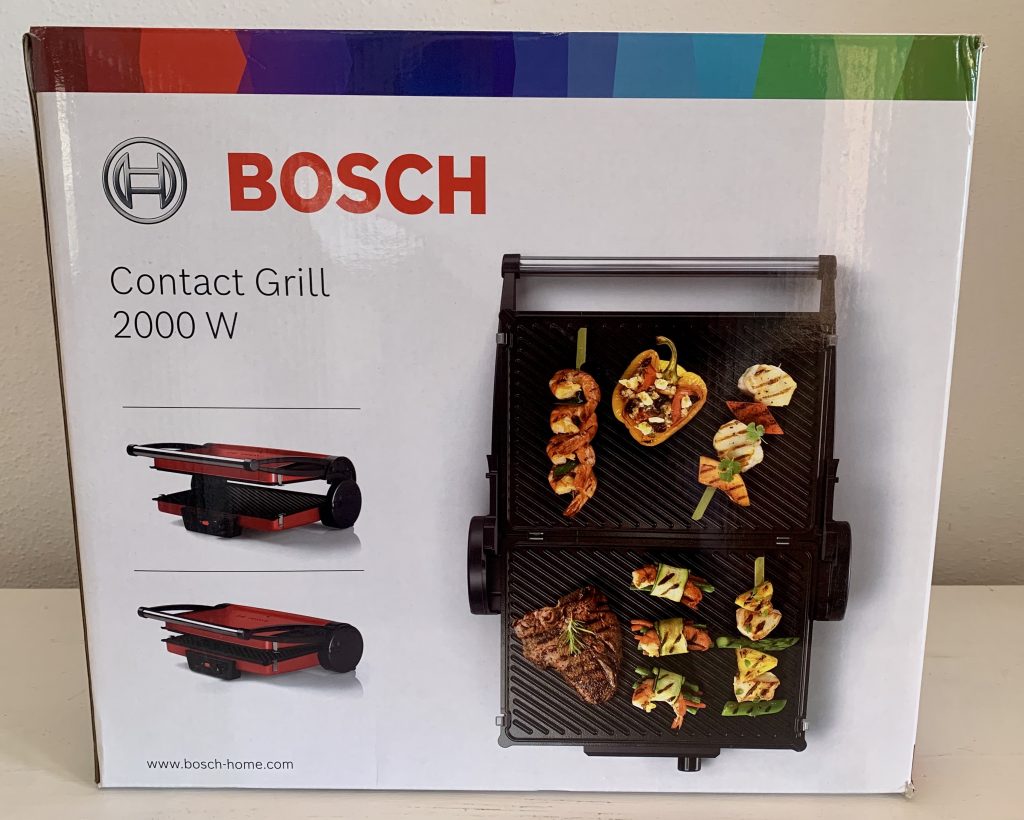 Bosch TCG4104 Kontaktgrill im Karton von vorne