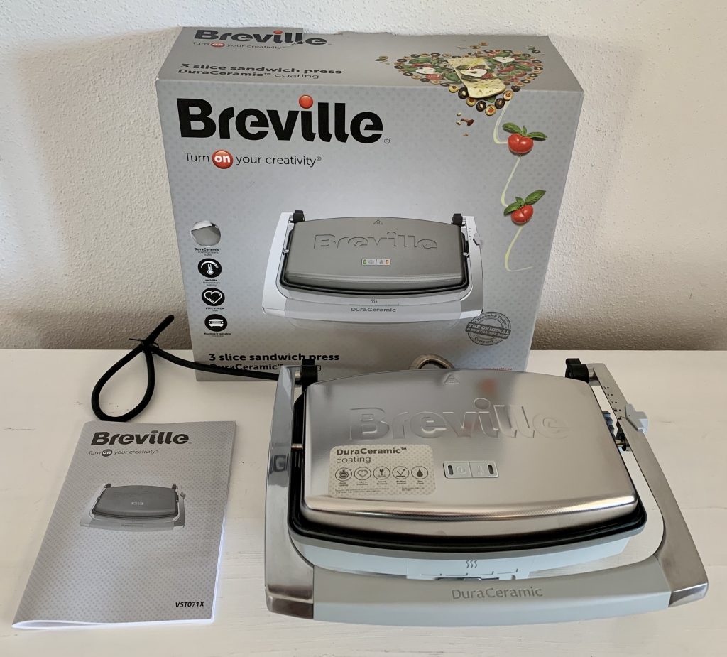 Breville DuraCeramic Sandwichmaker ausgepackt mit Zubehör