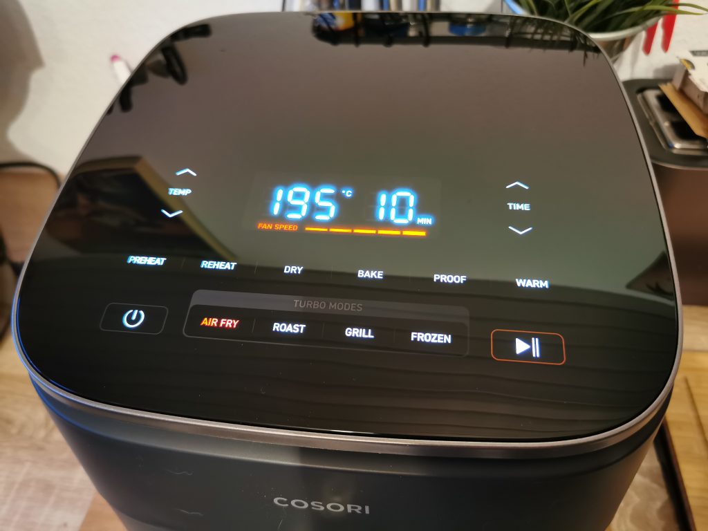 Cosori Turboblaze Heißluftfritteuse Bedienfeld