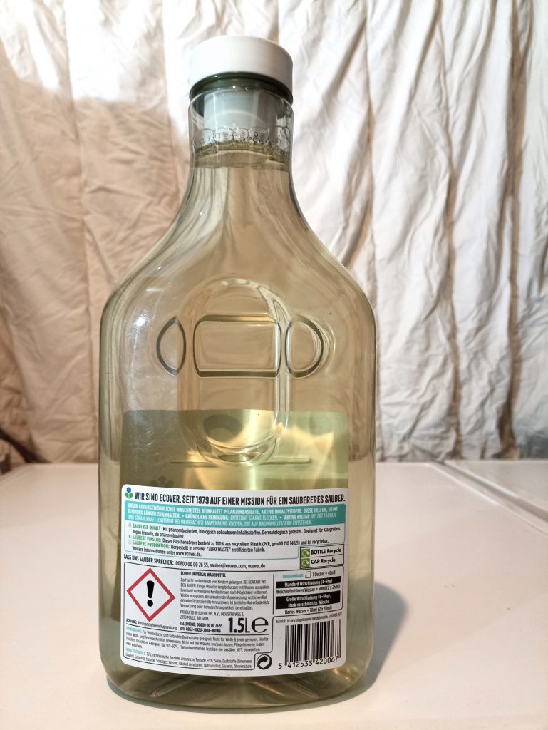 Ecover Universal Waschmittel, Verpackung Rückseite