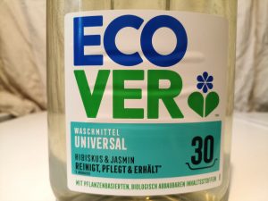 Ecover Universal Waschmittel, Verpackung Vorderseite Beschriftung