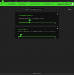Energiesparmodus der Software der Razer Cobra Pro Gaming-Maus