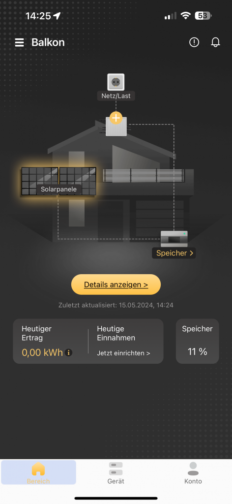 Ertrag in der App des Sunlit 800 Watt Easy Switch Balkonkraftwerk-Sets inklusive Speicher 2150 kW (3)