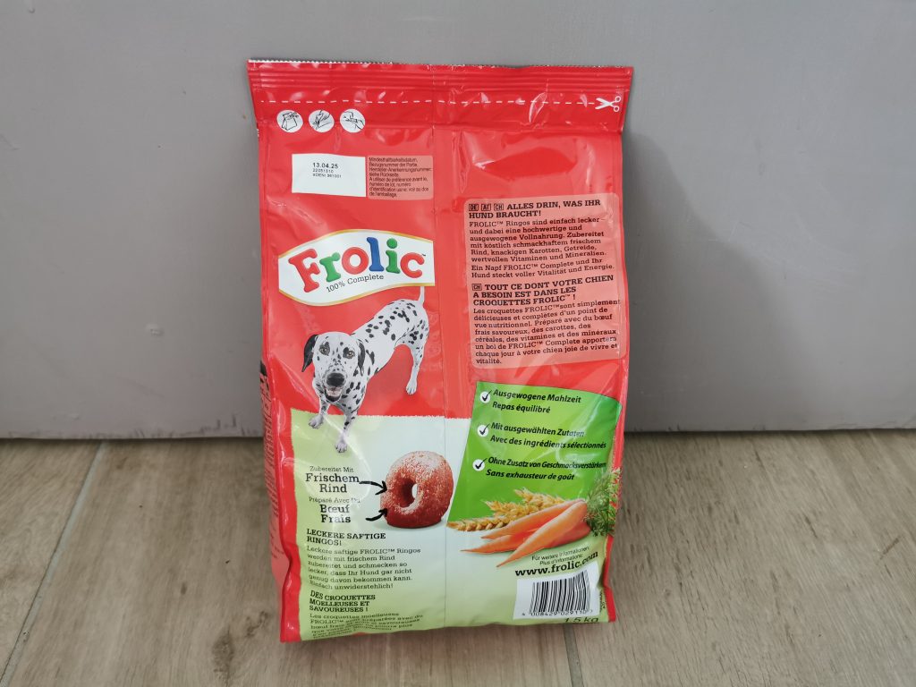 Frolic Complete Hundetrockenfutter Beutel von hinten
