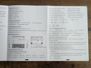 Geöffnete Anleitung der TECURS KB510 Gaming-Tastatur