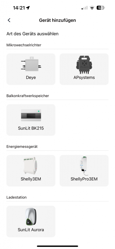 Geräte in der App hinzufügen beim Sunlit 800 Watt Easy Switch Balkonkraftwerk-Set inklusive Speicher 2150 kW