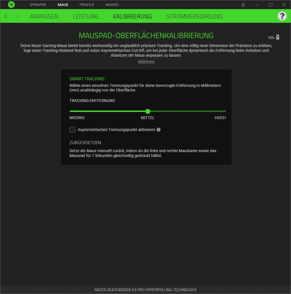 Kalibierung der Razer Deathadder V3 Pro Gaming-Maus in der SOftware