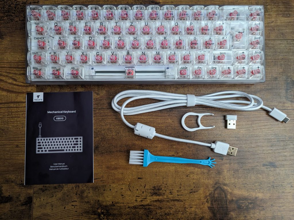 Lieferumfang der TECURS KB510 Gaming-Tastatur