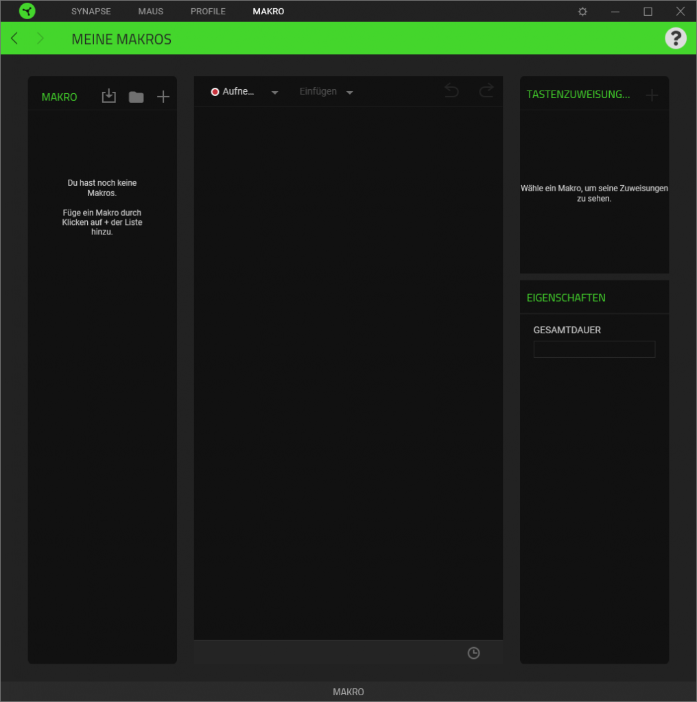 Makros der Software der Razer Cobra Pro Gaming-Maus