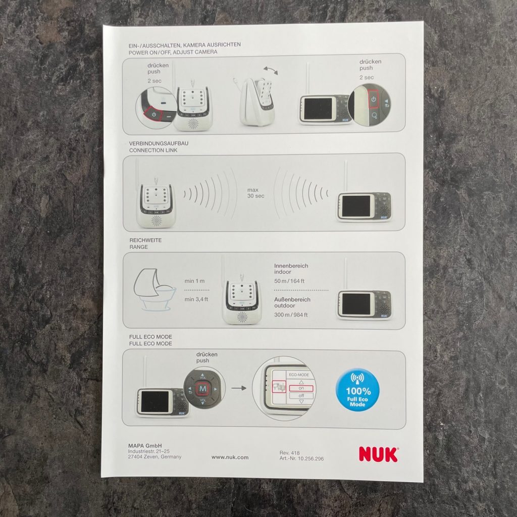 NUK Video-Babyphone Eco Control+ Video Inbetriebnahme