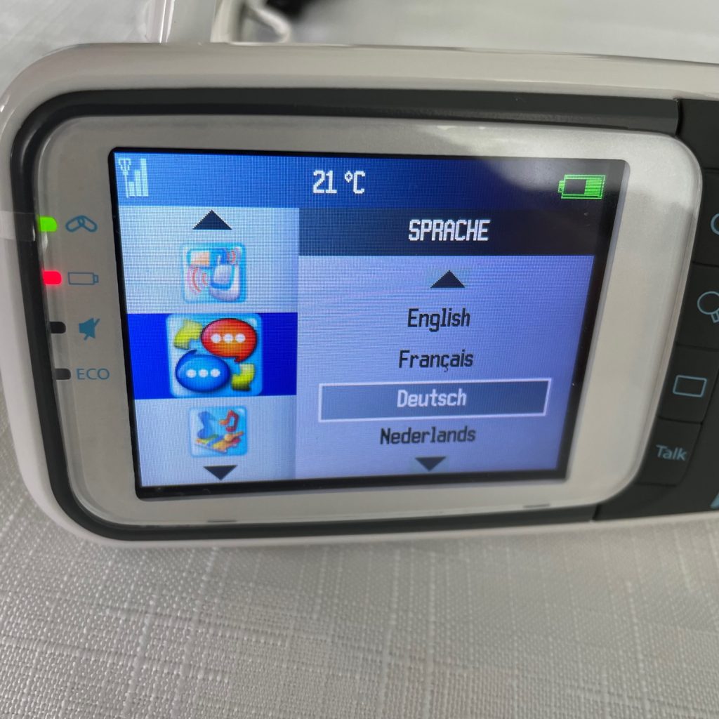 NUK Video-Babyphone Eco Control+ Video Menü