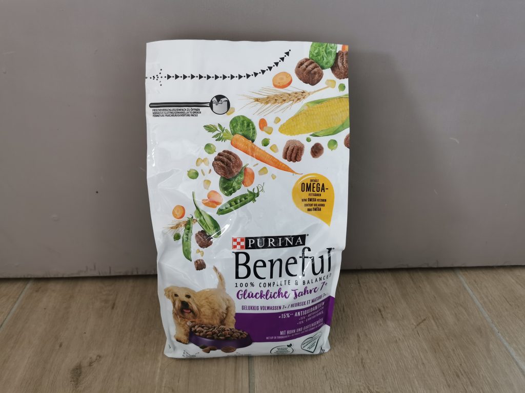 PURINA BENEFUL Glückliche Jahre 7+ Senior Hundetrockenfutter Beutel von vorn