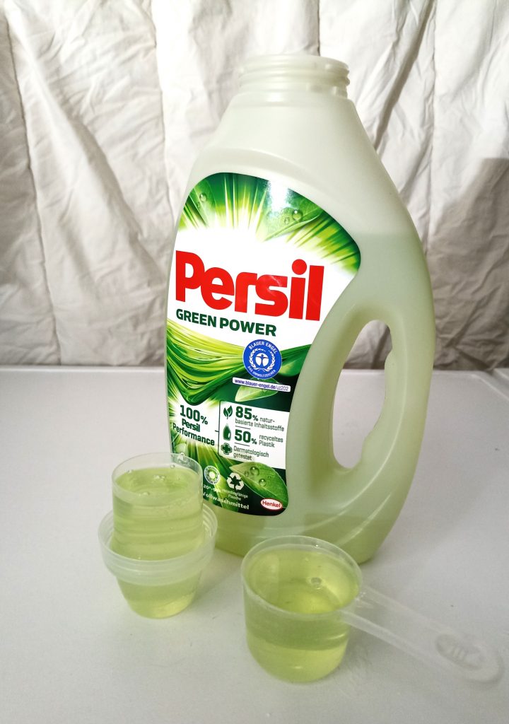 Persil Green Power Waschmittel, Dosierung für Kaltwäsche 30 Grad