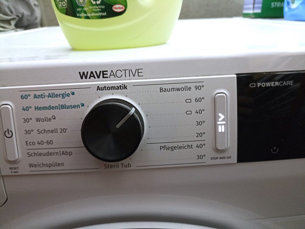 Persil Green Power Waschmittel, Einstellung Wamrwäsche 60 Grad