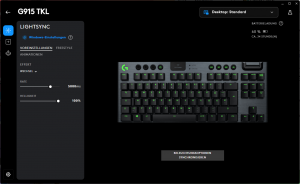RGB-Beleuchtung der Logitech G915 LIGHTSPEED TKL Gaming-Tastatur in der Software