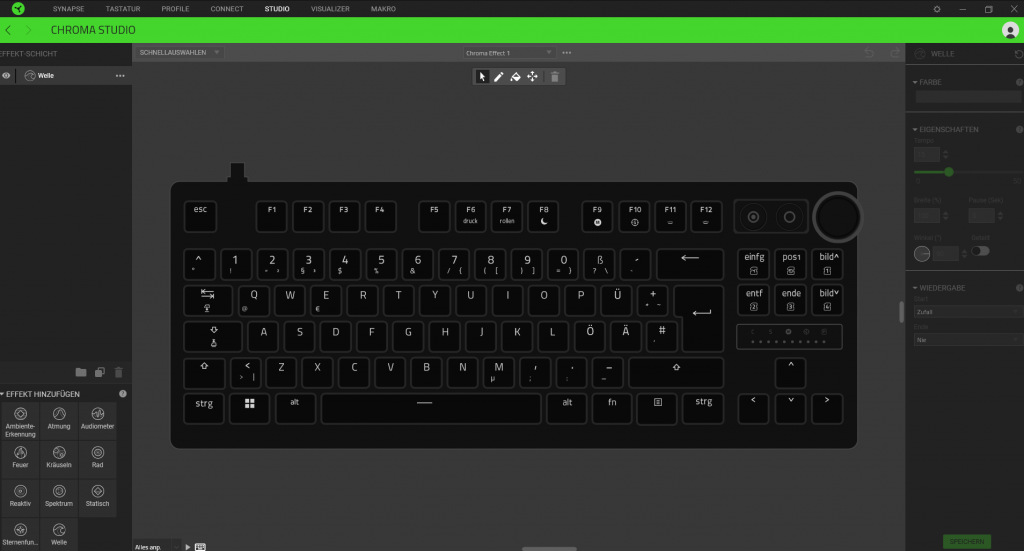 RGB-Beleuchtung in der Software der Razer Huntsman V3 Pro Tenkeyless Gaming-Tastatur