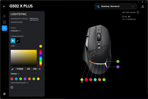 RGB-Einstellungen der Software der Logitech G502 X PLUS Gaming-Maus
