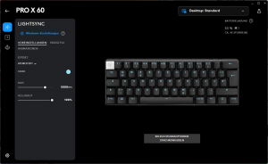 RGB-Einstellungen in der Software der Logitech G PRO X 60 LIGHTSPEED Gaming-Tastatur