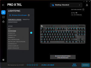 RGB-Einstellungen in der Software der Logitech G PRO X TKL LIGHTSPEED Gaming-Tastatur