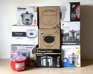 Reiskocher Gruppenbild Verpackungen
