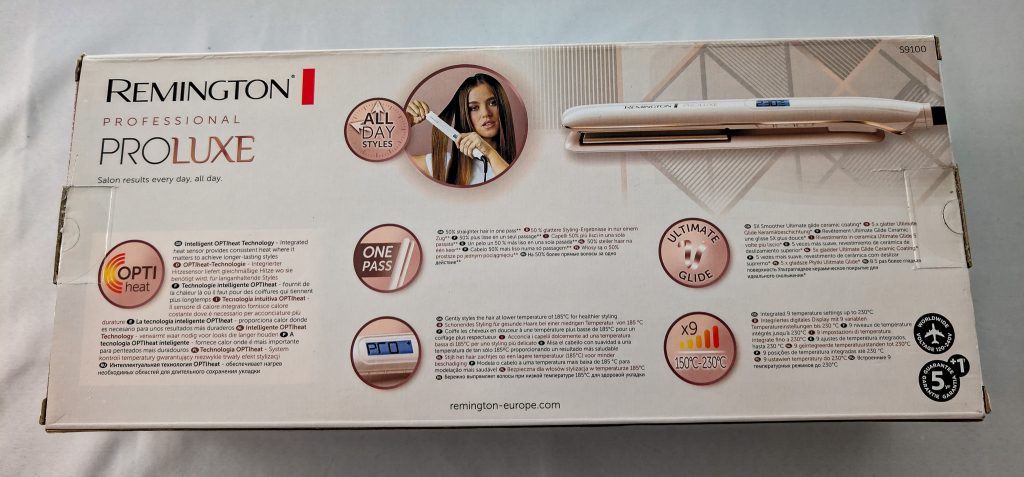 Remington PROluxe S9100 Glätteisen Verpackung Rückseite