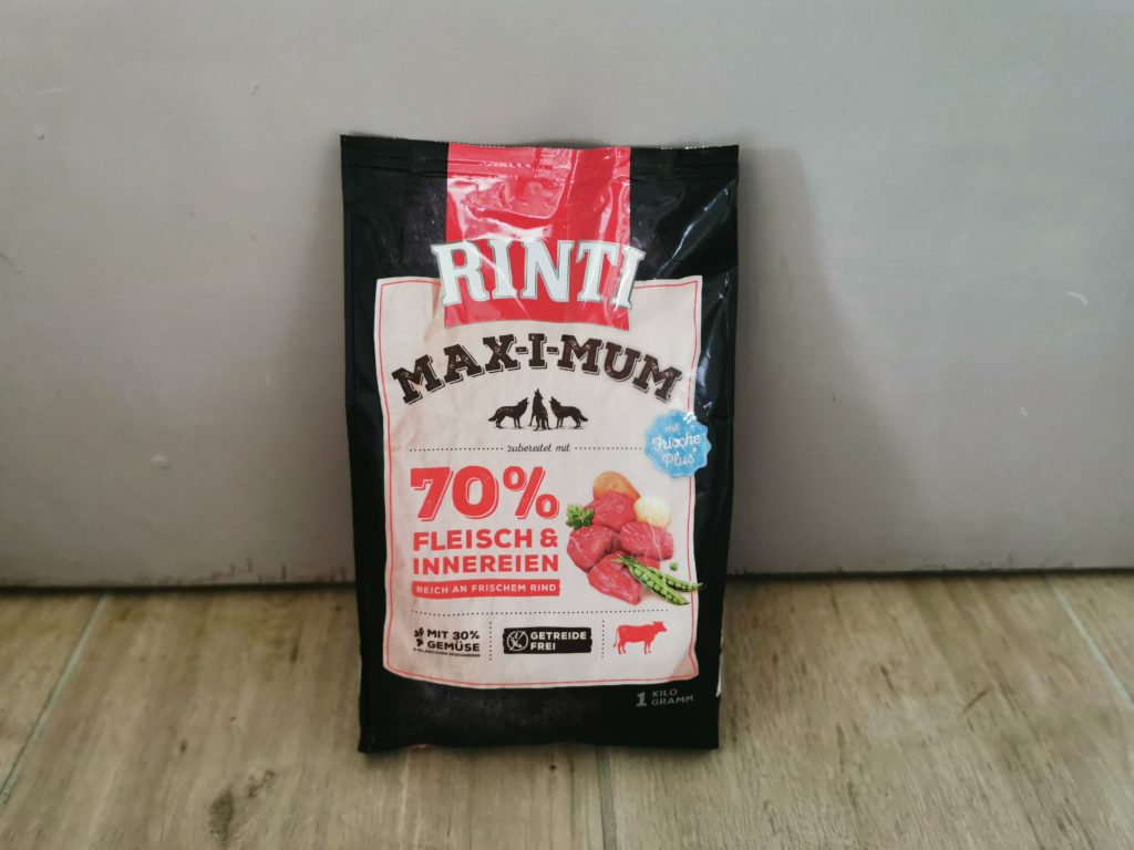 Rinti Max-I-Mum Rind Hundetrockenfutter Beutel von vorn