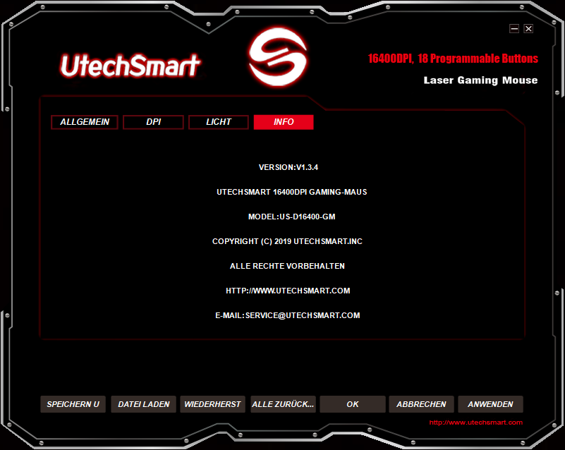 Software der UtechSmart Venus Gaming-Maus