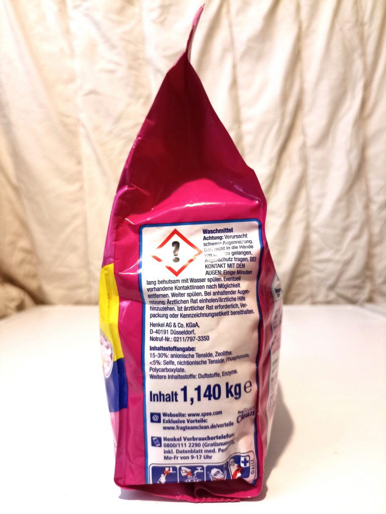 Spee Megaperls Color Waschmittel, Verpackung Seitenansicht 2