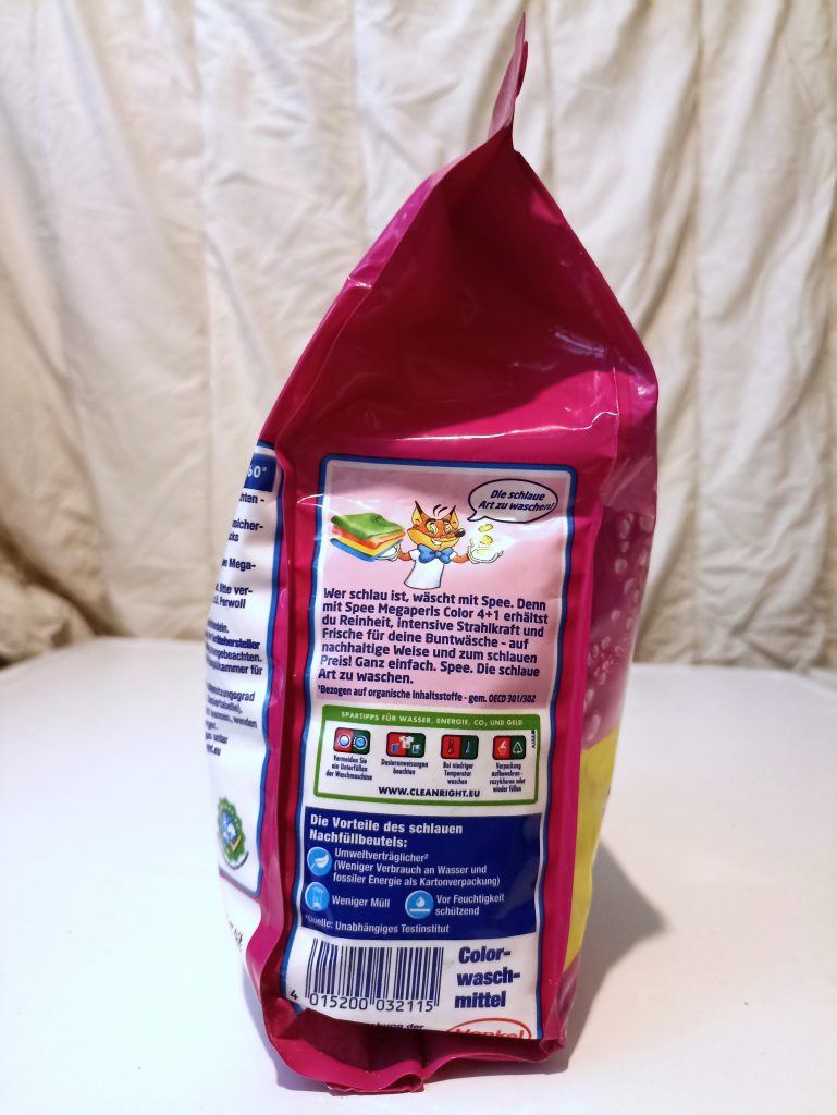 Spee Megaperls Color Waschmittel, Verpackung Seitenanssicht 1