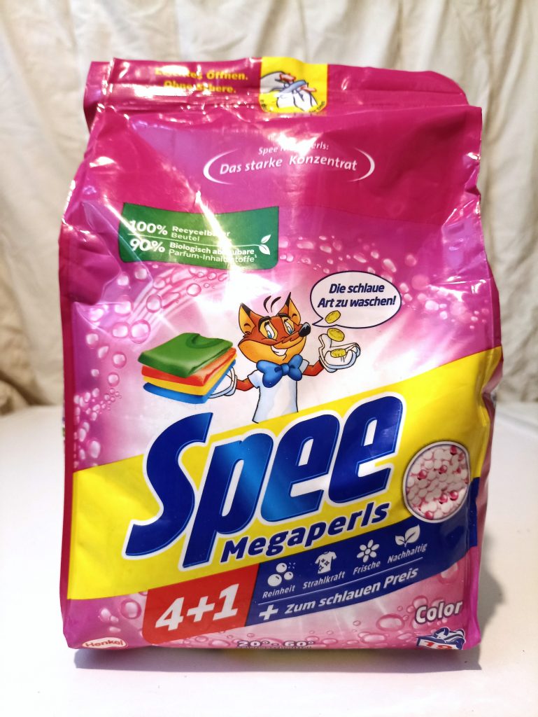 Spee Megaperls Color Waschmittel, Verpackung Vorderseite