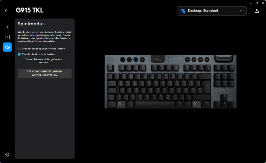 Spielmodus der Logitech G915 LIGHTSPEED TKL Gaming-Tastatur (2)
