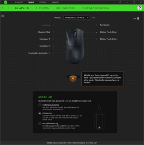 Tasteneinstellungen der Razer Deathadder V3 Pro Gaming-Maus in der Software