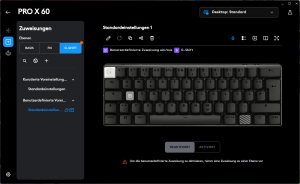 Tastenzuweisungen der Logitech G PRO X 60 LIGHTSPEED Gaming-Tastatur