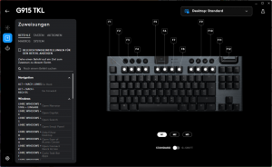 Tastenzuweisungen der Logitech G915 LIGHTSPEED TKL Gaming-Tastatur