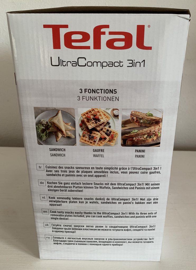 Tefal SW853D Snack Collection Sandwichmaker im Karton von der rechten Seite