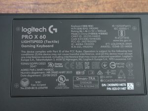 Typschild der Logitech G PRO X 60 LIGHTSPEED Gaming-Tastatur