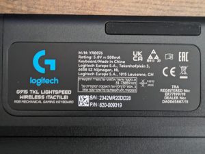 Typschild der Logitech G915 LIGHTSPEED TKL Gaming-Tastatur