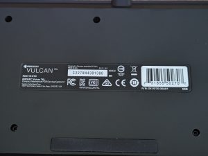 Typschild der Roccat Vulcan TKL Gaming-Tastatur
