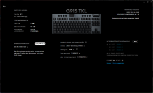 Übersicht der Logitech G915 LIGHTSPEED TKL Gaming-Tastatur in der Software