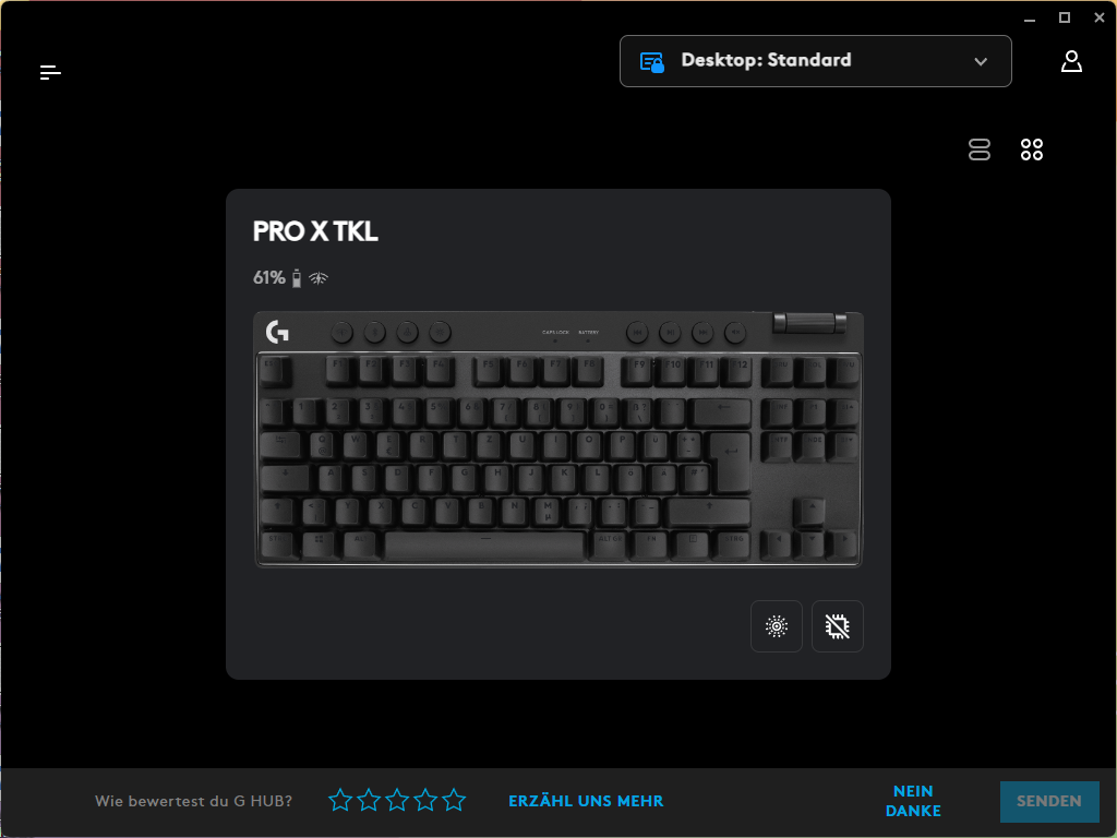 Übersicht der Logitech G PRO X TKL LIGHTSPEED Gaming-Tastatur in der Software (2)