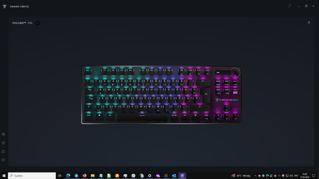 Übersicht in der Software der Roccat Vulcan TKL Gaming-Tastatur