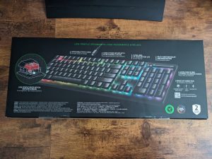Verpackung Razer Deathstalker V2 Pro Gaming-Tastatur von hinten