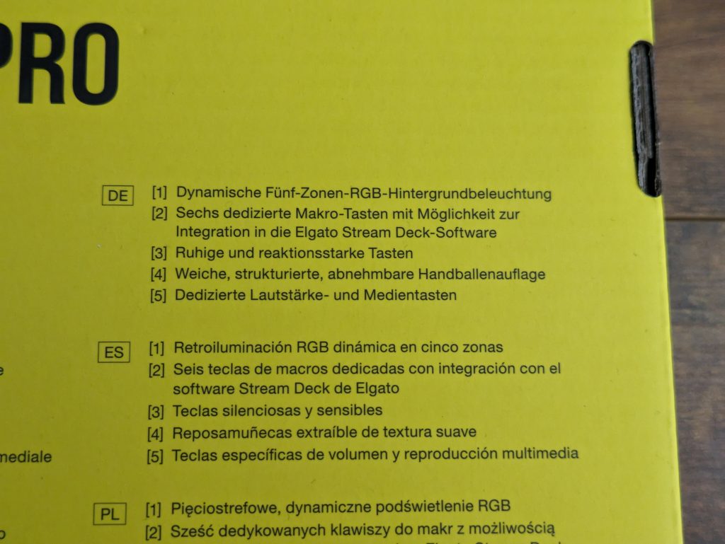 Verpackung der Corsair K55 RGB PRO Gaming-Tastatur