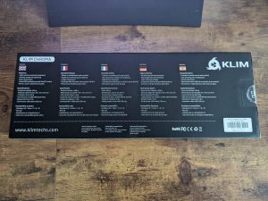 Verpackung der KLIM Chroma Gaming-Tastatur von hinten