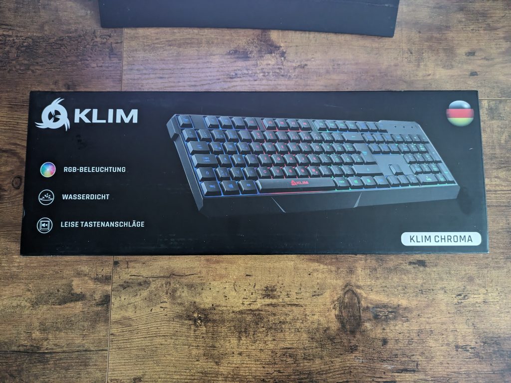 Verpackung der KLIM Chroma Gaming-Tastaturvon vorne