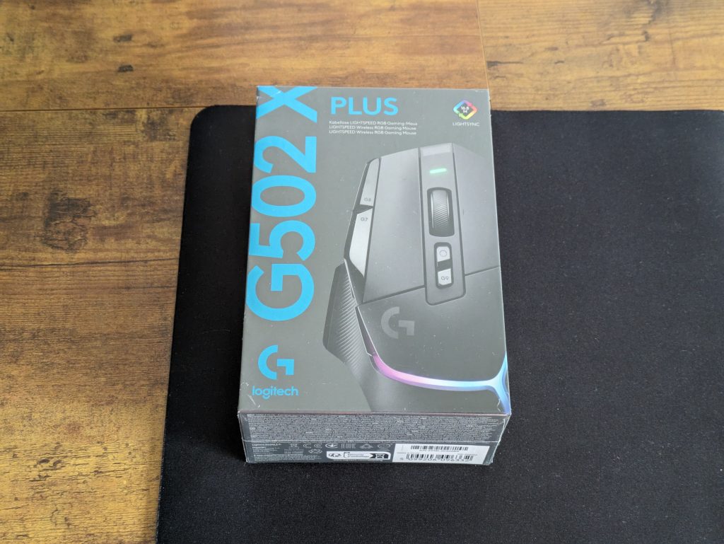 Verpackung der Logitech G502 X PLUS Gaming-Maus von oben