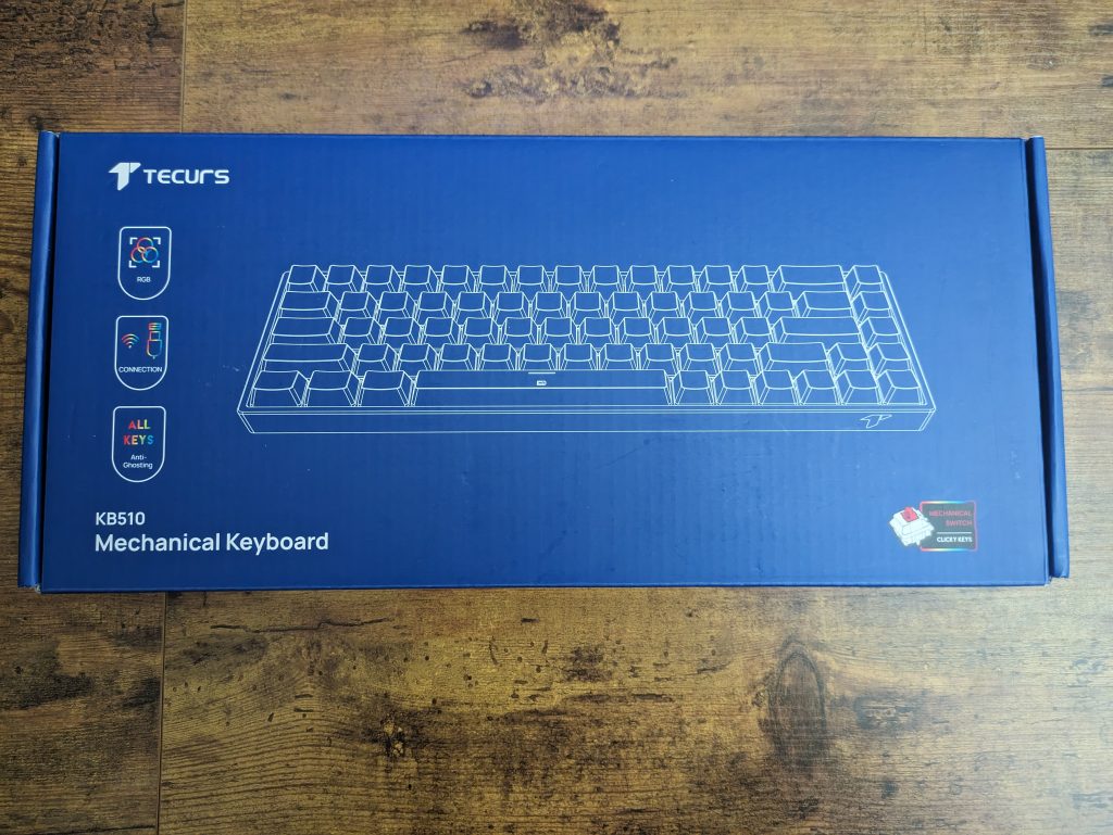 Verpackung der TECURS KB510 Gaming-Tastatur von vorne